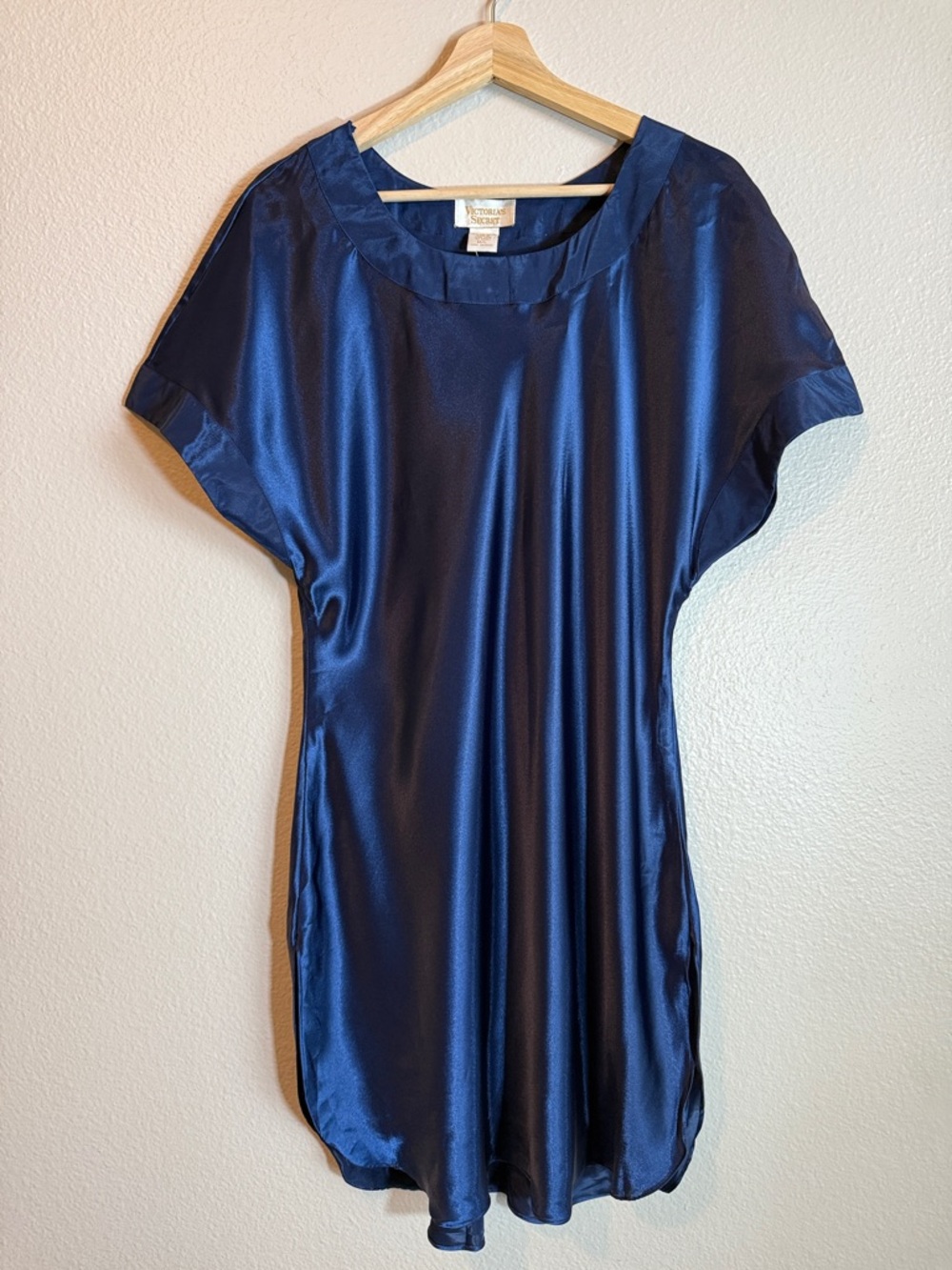 Vintage 80’s Victoria’s Secret Gold Label Blue Satin Slip Dress Lingerie M/L